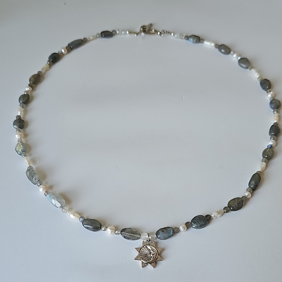Handmade Jewelry - Natrual Labradorite Beads and Freshwater Pearls Women's Necklace